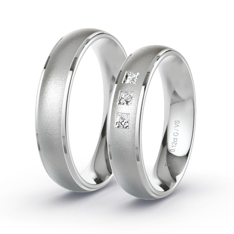 Wedding Rings Platinum content - 0.12ct Diamonds - Model N°1609 Wedding Rings Platinum content - 0.12ct Diamonds - Model N°1609