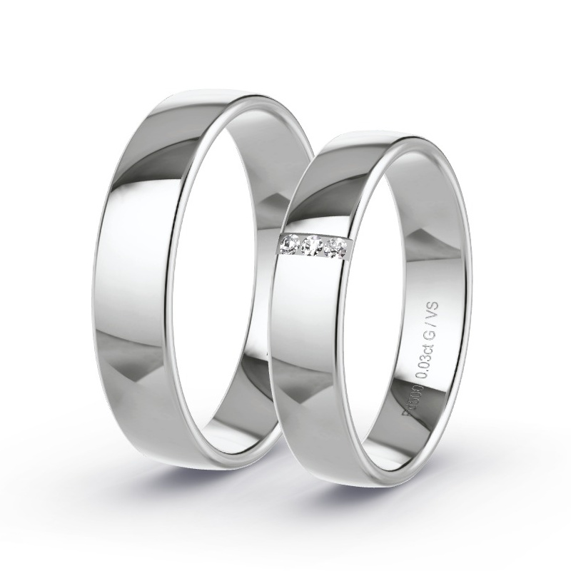 Wedding Rings Palladium - 0.03ct Diamonds - Model N°1610 Wedding Rings Palladium - 0.03ct Diamonds - Model N°1610