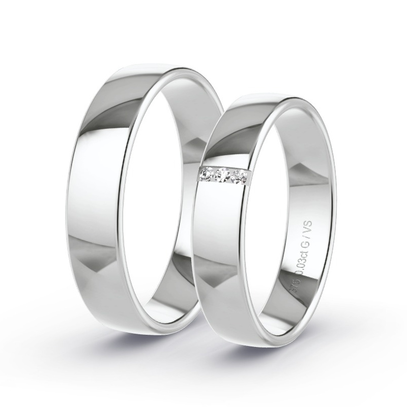 Wedding Rings White Gold - 0.03ct Diamonds - Model N°1610 Wedding Rings White Gold - 0.03ct Diamonds - Model N°1610