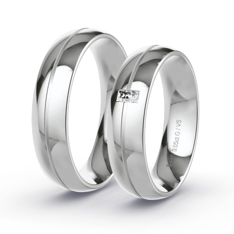 Wedding Rings Palladium - 0.05ct Diamonds - Model N°1611 Wedding Rings Palladium - 0.05ct Diamonds - Model N°1611