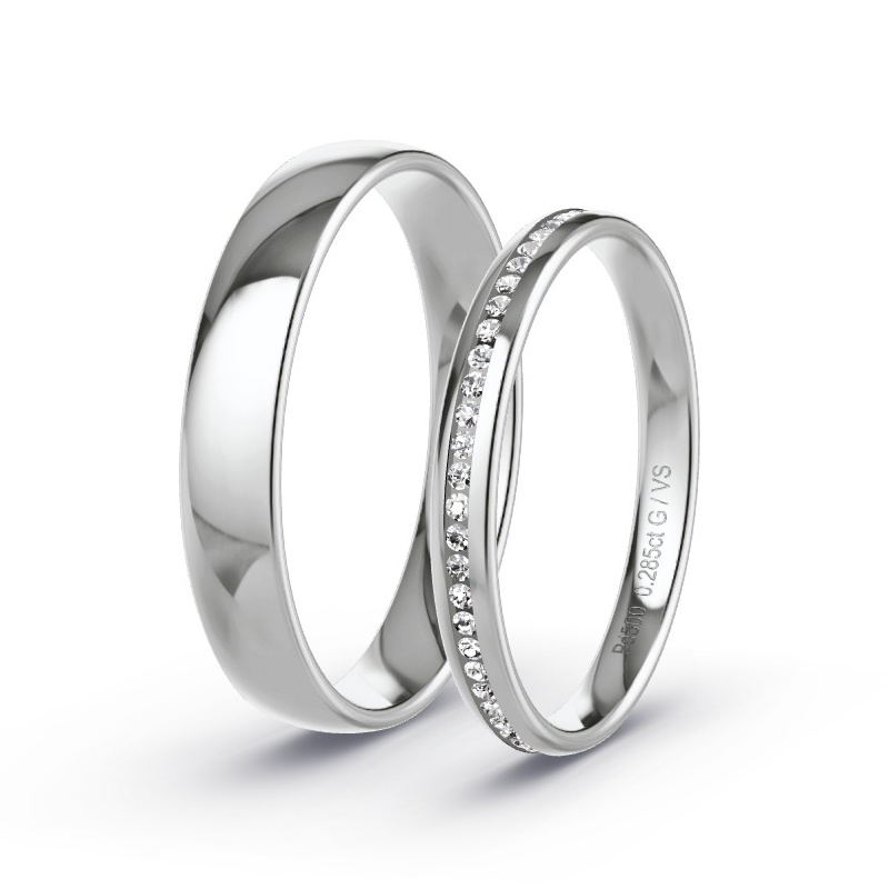 Wedding Rings Palladium - 0.06ct Diamonds - Model N°1612 Wedding Rings Palladium - 0.06ct Diamonds - Model N°1612