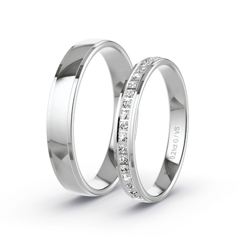 Wedding Rings Palladium - 0.21ct Diamonds - Model N°1613 Wedding Rings Palladium - 0.21ct Diamonds - Model N°1613