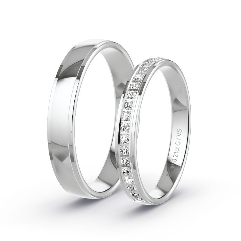 Wedding Rings Platinum content - 0.21ct Diamonds - Model N°1613 Wedding Rings Platinum content - 0.21ct Diamonds - Model N°1613