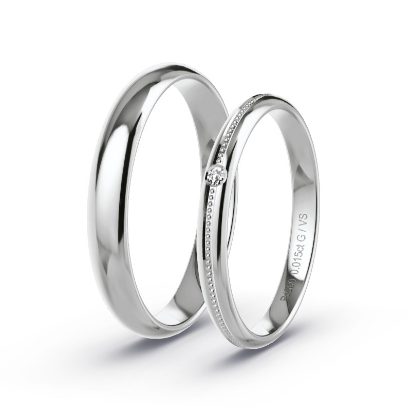Wedding Rings Palladium - 0.015ct Diamonds - Model N°1614 Wedding Rings Palladium - 0.015ct Diamonds - Model N°1614