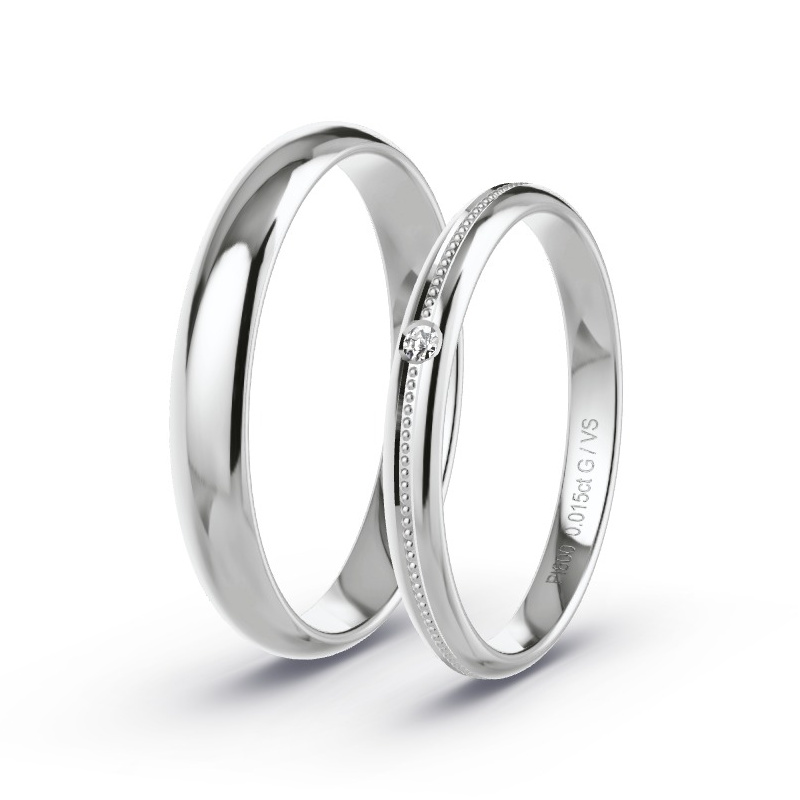 Wedding Rings Platinum content - 0.015ct Diamonds - Model N°1614 Wedding Rings Platinum content - 0.015ct Diamonds - Model N°1614