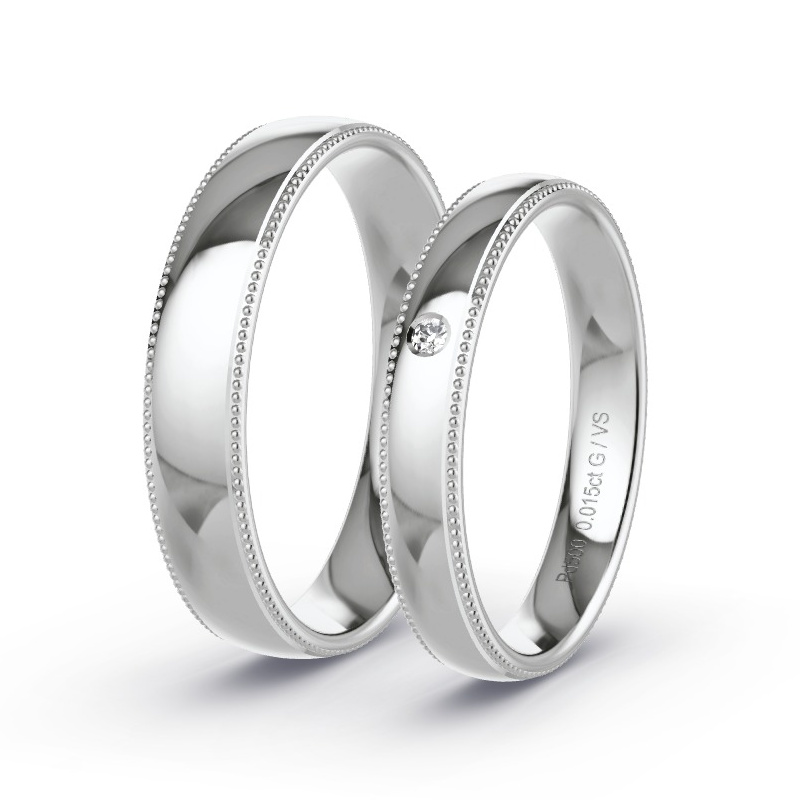 Wedding Rings Palladium - 0.015ct Diamonds - Model N°1615 Wedding Rings Palladium - 0.015ct Diamonds - Model N°1615
