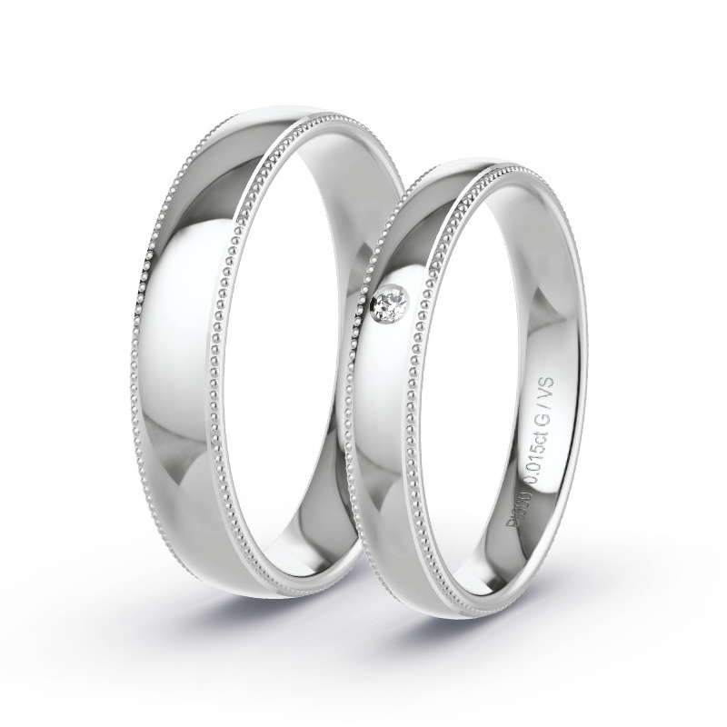 Wedding Rings Platinum content - 0.015ct Diamonds - Model N°1615 Wedding Rings Platinum content - 0.015ct Diamonds - Model N°1615