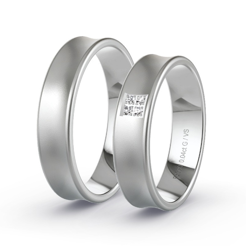 Wedding Rings Palladium - 0.04ct Diamonds - Model N°1619 Wedding Rings Palladium - 0.04ct Diamonds - Model N°1619