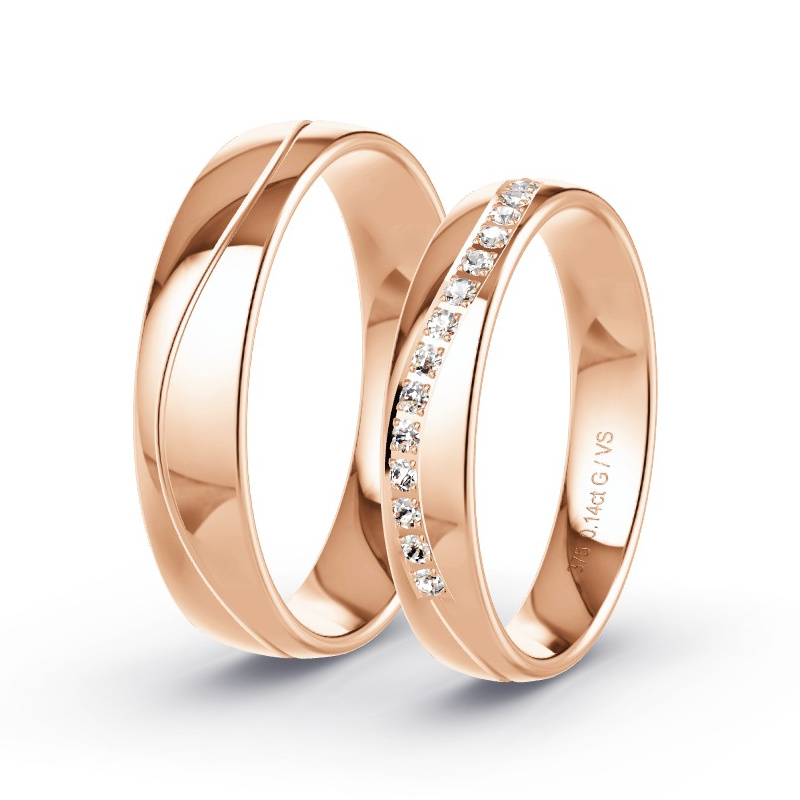 Wedding Rings Rose Gold - 0.14ct Diamonds - Model N°1621 Wedding Rings Rose Gold - 0.14ct Diamonds - Model N°1621