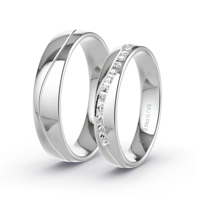 Wedding Rings Platinum content - 0.14ct Diamonds - Model N°1621 Wedding Rings Platinum content - 0.14ct Diamonds - Model N°1621