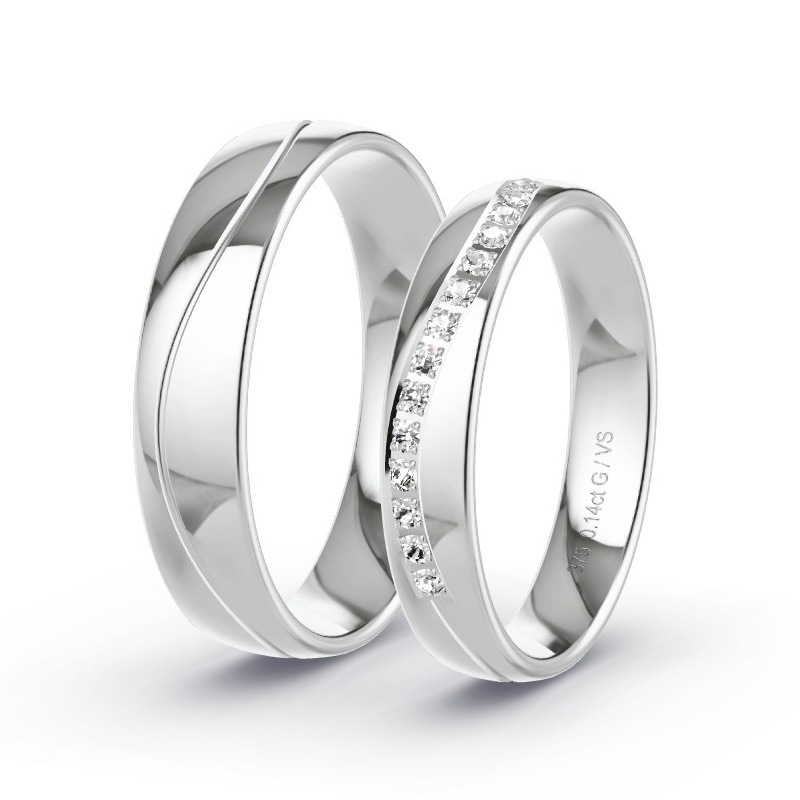 Wedding Rings White Gold - 0.14ct Diamonds - Model N°1621 Wedding Rings White Gold - 0.14ct Diamonds - Model N°1621
