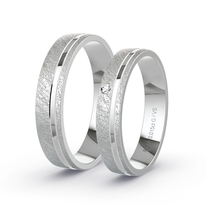 Wedding Rings Palladium - 0.015ct Diamonds - Model N°1622 Wedding Rings Palladium - 0.015ct Diamonds - Model N°1622