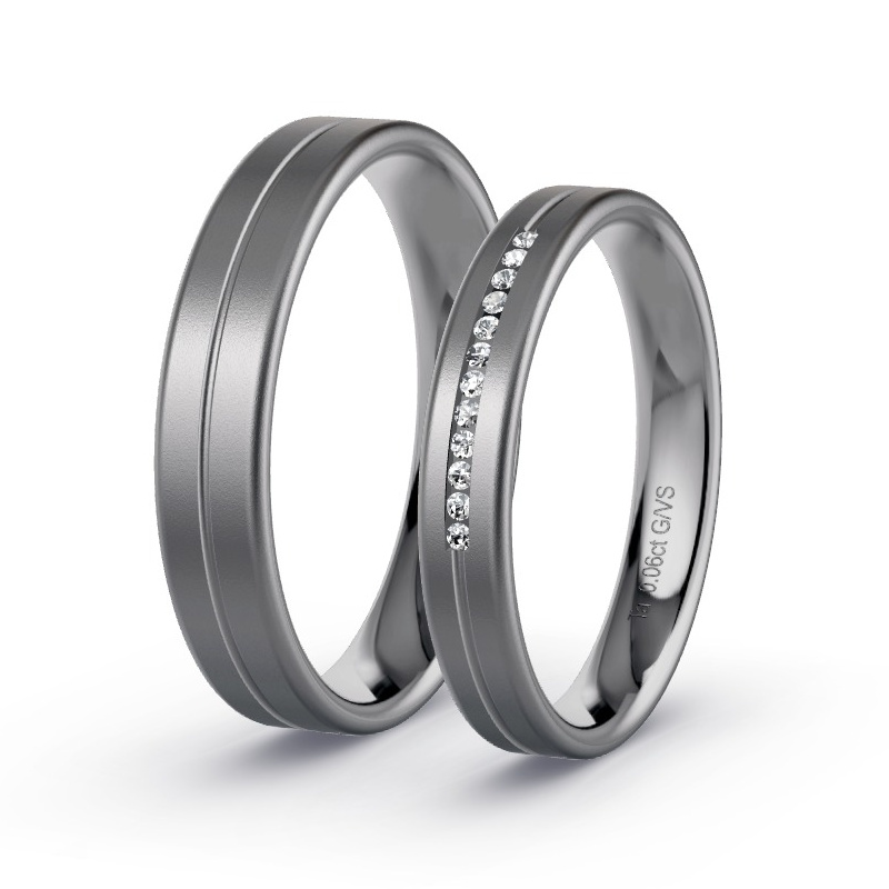 Wedding Rings Tantalum - 0.06ct Diamonds - Model N°1623