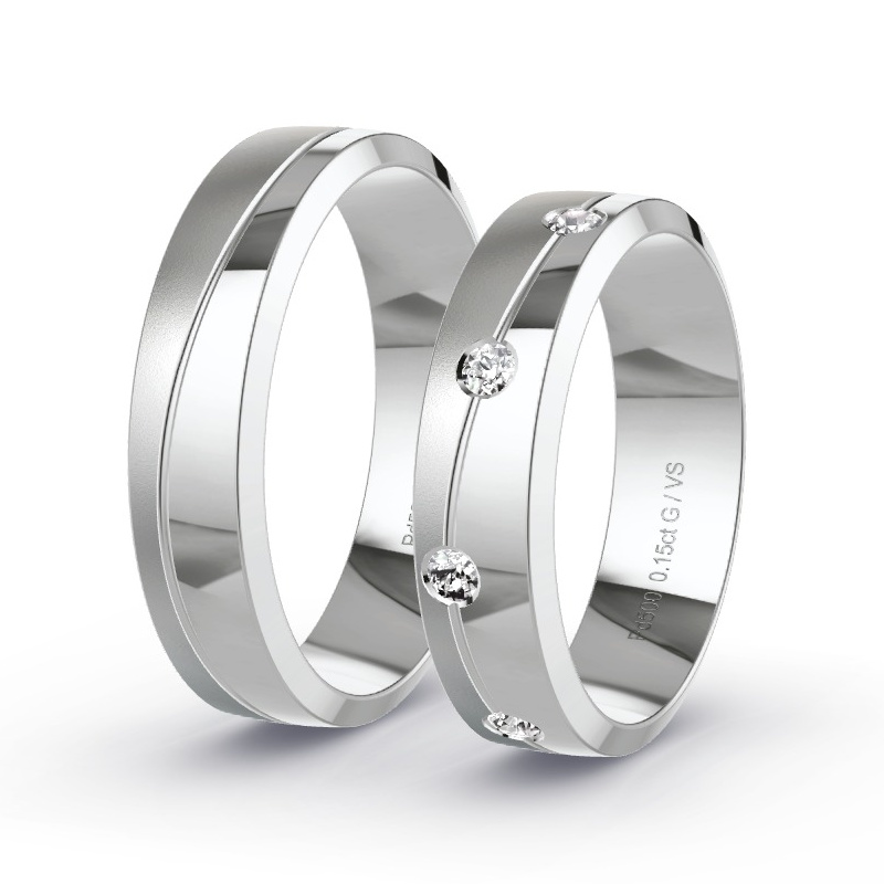 Wedding Rings Palladium - 0.18ct Diamonds - Model N°1624 Wedding Rings Palladium - 0.18ct Diamonds - Model N°1624