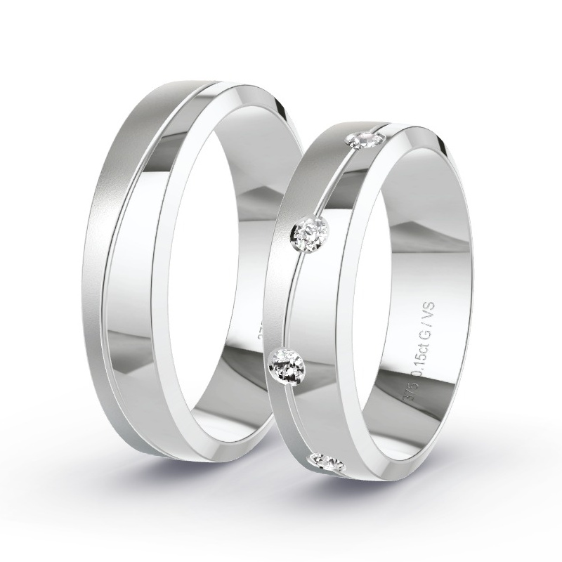 Wedding Rings White Gold - 0.18ct Diamonds - Model N°1624 Wedding Rings White Gold - 0.18ct Diamonds - Model N°1624
