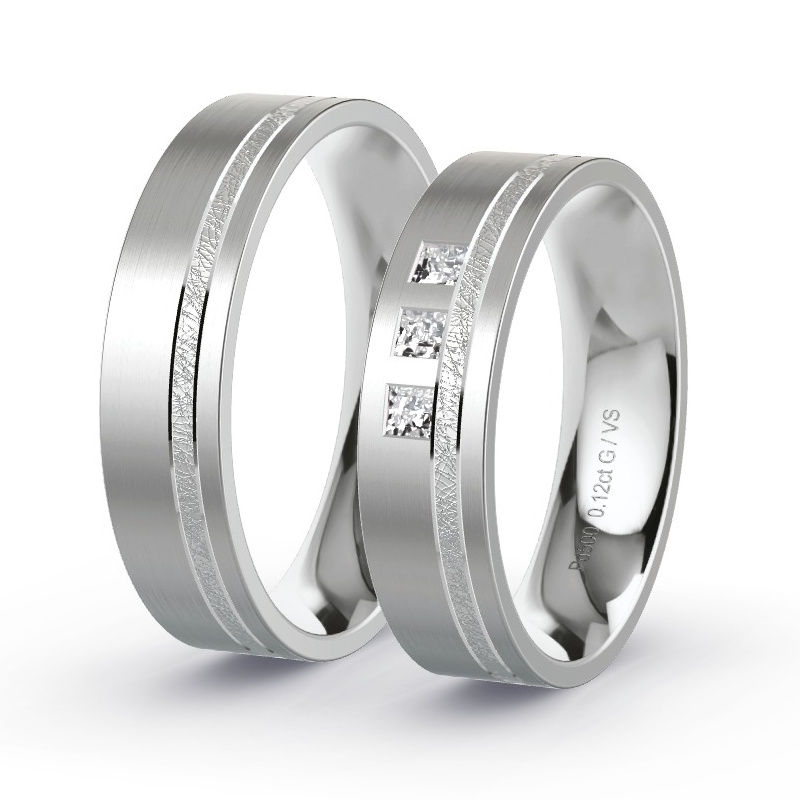 Wedding Rings Palladium - 0.12ct Diamonds - Model N°1625