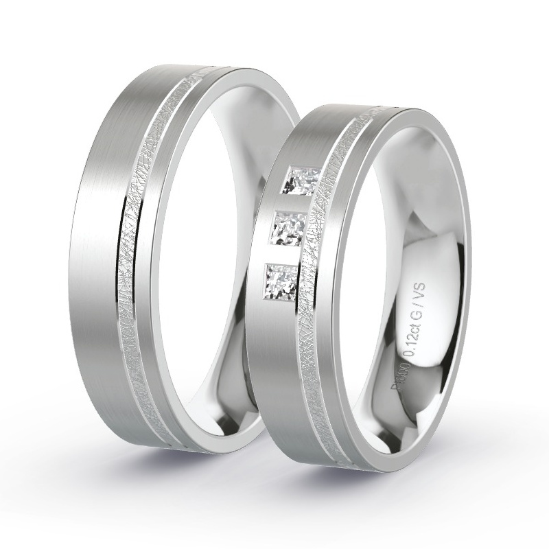 Wedding Rings Platinum content - 0.12ct Diamonds - Model N°1625