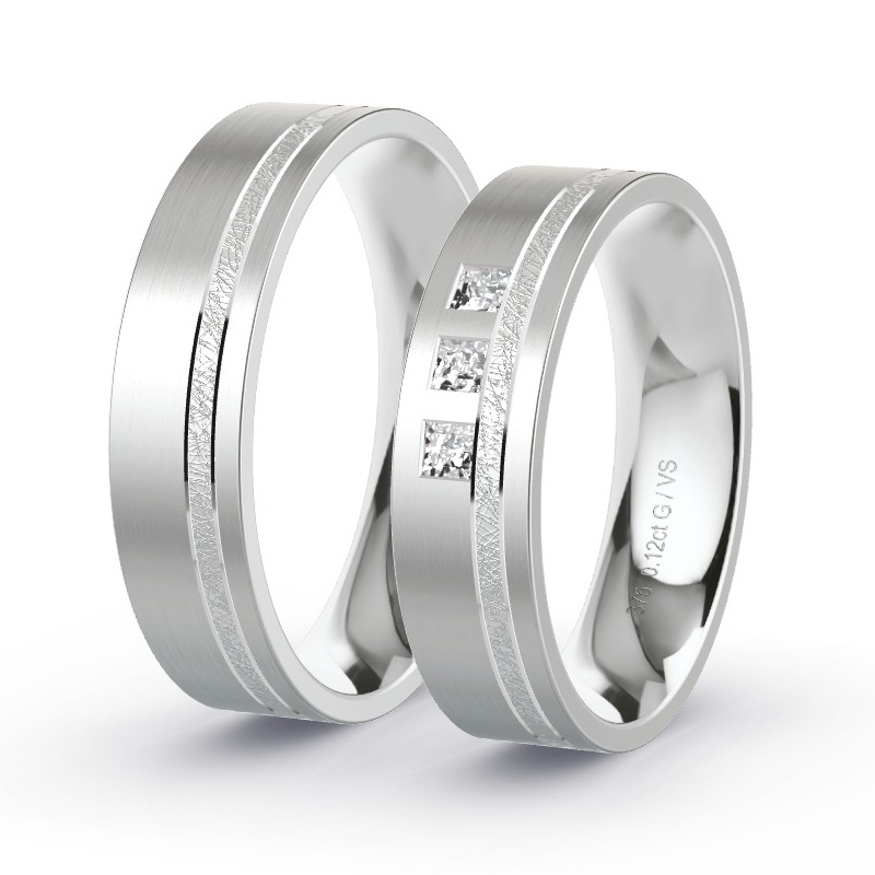 Wedding Rings White Gold - 0.12ct Diamonds - Model N°1625 Wedding Rings White Gold - 0.12ct Diamonds - Model N°1625