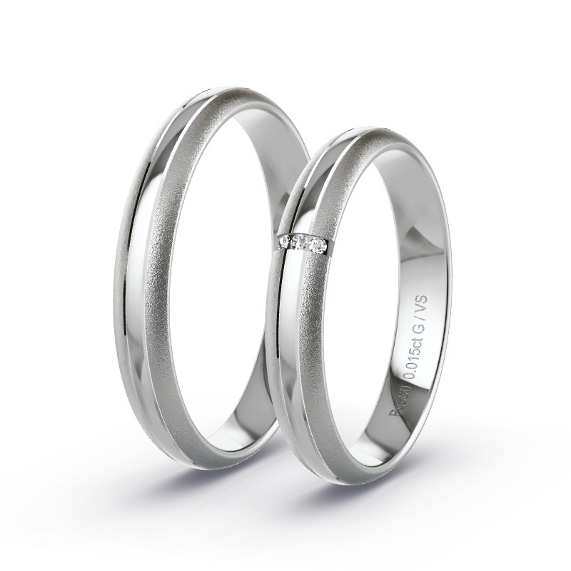 Wedding Rings Palladium - 0.015ct Diamonds - Model N°1626 Wedding Rings Palladium - 0.015ct Diamonds - Model N°1626
