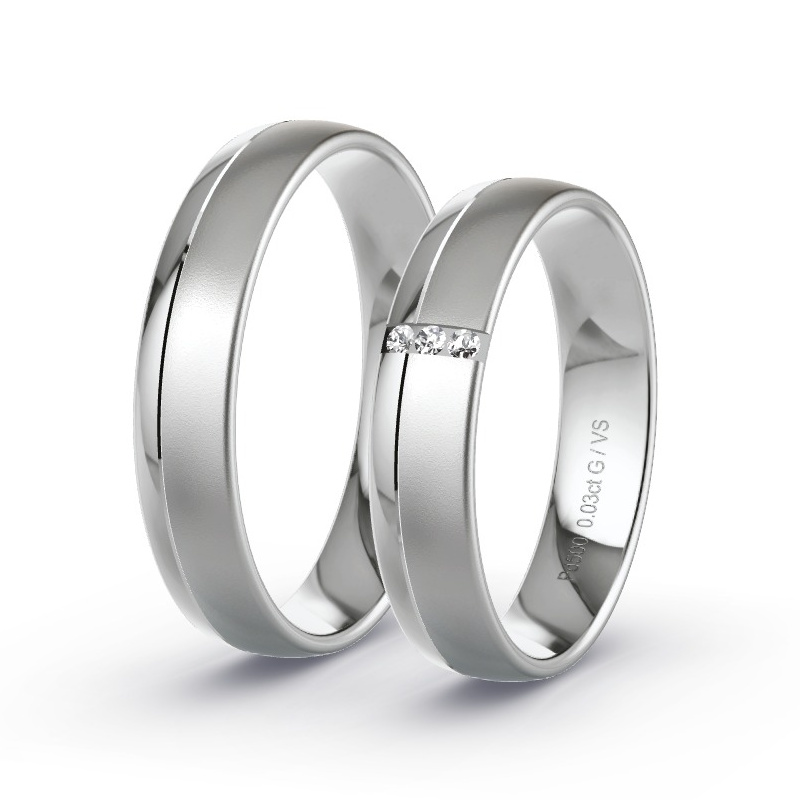 Wedding Rings Palladium - 0.03ct Diamonds - Model N°1627 Wedding Rings Palladium - 0.03ct Diamonds - Model N°1627