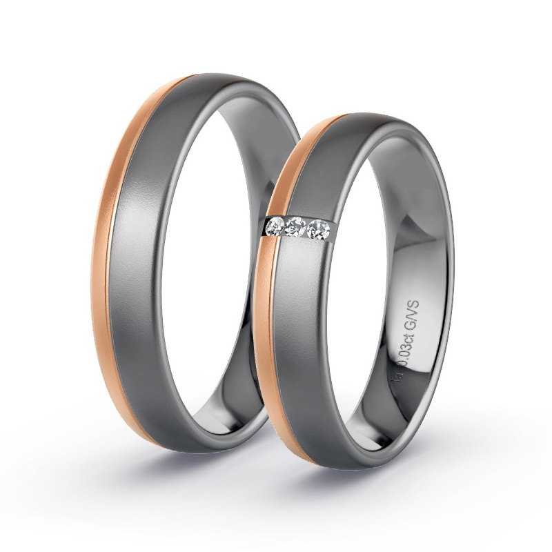 Wedding Rings Tantalum - 0.03ct Diamonds - Model N°1627