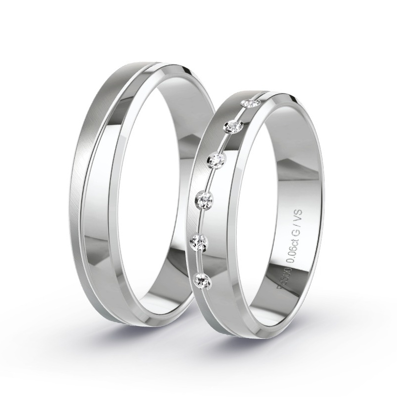 Wedding Rings Palladium - 0.06ct Diamonds - Model N°1628 Wedding Rings Palladium - 0.06ct Diamonds - Model N°1628