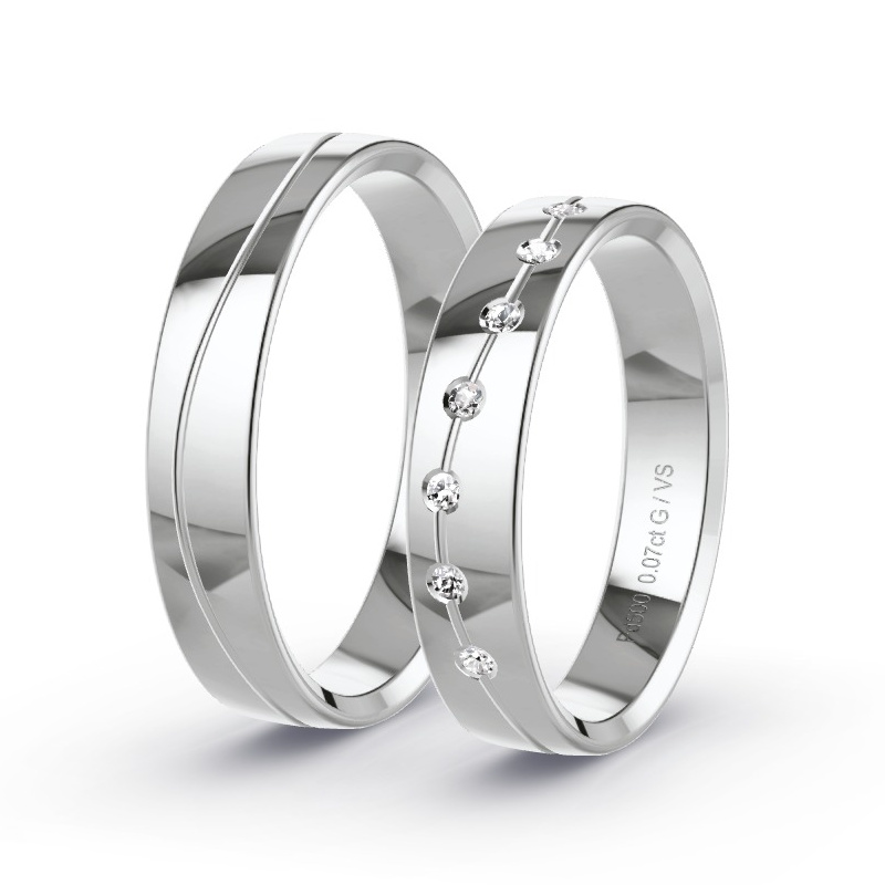 Wedding Rings Palladium - 0.07ct Diamonds - Model N°1629 Wedding Rings Palladium - 0.07ct Diamonds - Model N°1629