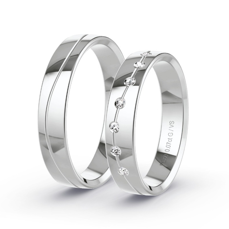Wedding Rings Platinum content - 0.07ct Diamonds - Model N°1629 Wedding Rings Platinum content - 0.07ct Diamonds - Model N°1629