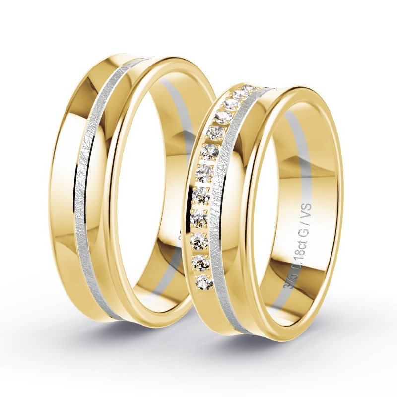 Wedding Rings Yellow Gold/White Gold - 0.195ct Diamonds - Model N°1630 Wedding Rings Yellow Gold/White Gold - 0.195ct Diamonds - Model N°1630