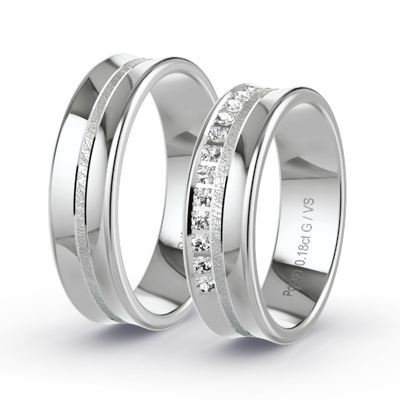 Wedding Rings Palladium - 0.195ct Diamonds - Model N°1630 Wedding Rings Palladium - 0.195ct Diamonds - Model N°1630