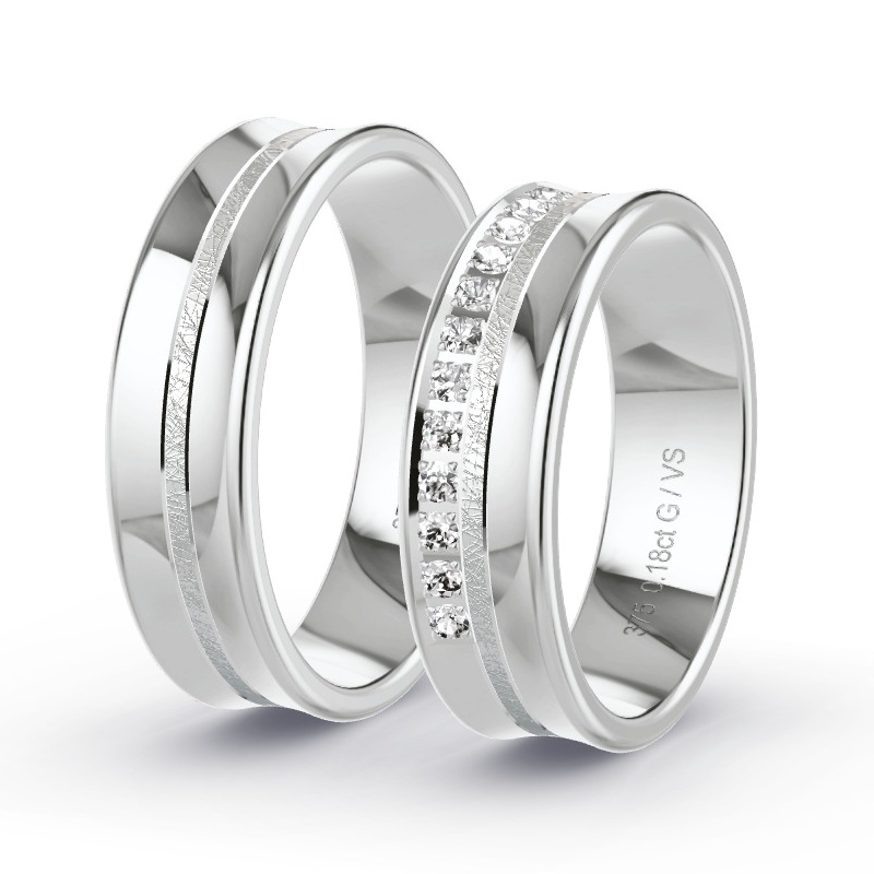 Wedding Rings White Gold - 0.195ct Diamonds - Model N°1630 Wedding Rings White Gold - 0.195ct Diamonds - Model N°1630