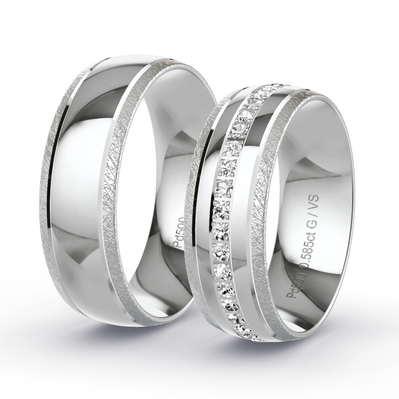 Wedding Rings Palladium - 0.585ct Diamonds - Model N°1634 Wedding Rings Palladium - 0.585ct Diamonds - Model N°1634