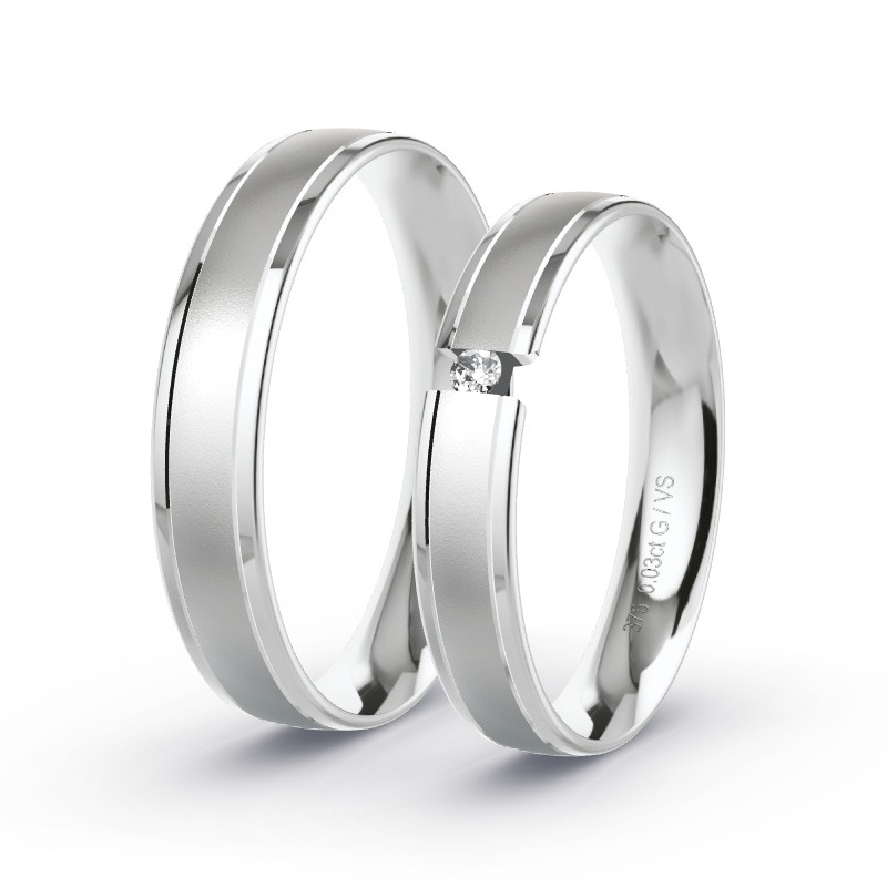 Wedding Rings White Gold - 0.03ct Diamonds - Model N°1635 Wedding Rings White Gold - 0.03ct Diamonds - Model N°1635