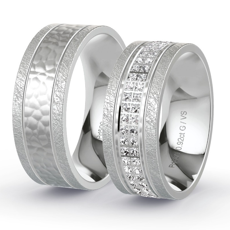 Wedding Rings Palladium - 0.92ct Diamonds - Model N°1636 Wedding Rings Palladium - 0.92ct Diamonds - Model N°1636