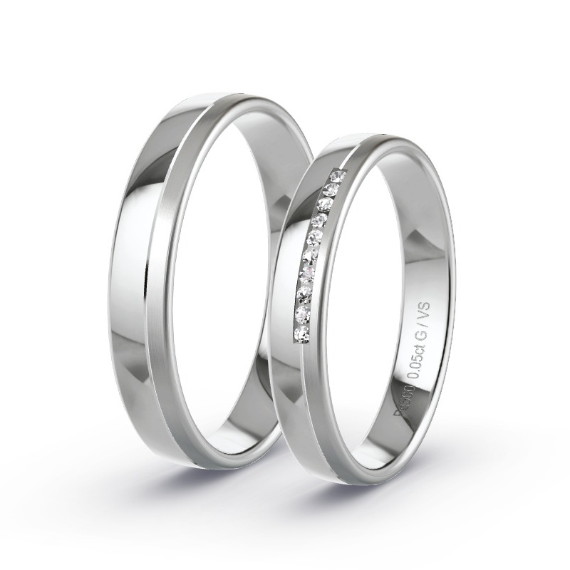Wedding Rings Palladium - 0.05ct Diamonds - Model N°1637 Wedding Rings Palladium - 0.05ct Diamonds - Model N°1637