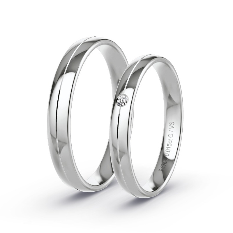Wedding Rings Palladium - 0.015ct Diamonds - Model N°1638 Wedding Rings Palladium - 0.015ct Diamonds - Model N°1638