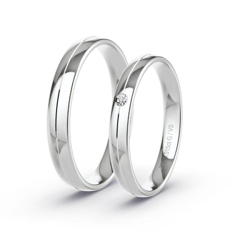 Wedding Rings White Gold - 0.015ct Diamonds - Model N°1638 Wedding Rings White Gold - 0.015ct Diamonds - Model N°1638
