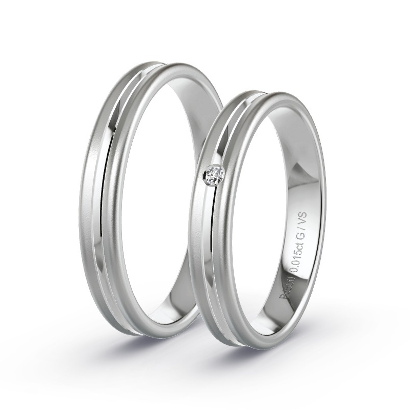 Wedding Rings Palladium - 0.015ct Diamonds - Model N°1639 Wedding Rings Palladium - 0.015ct Diamonds - Model N°1639