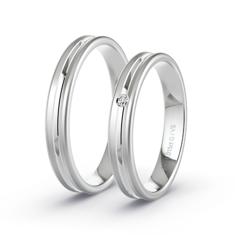 Wedding Rings White Gold - 0.015ct Diamonds - Model N°1639 Wedding Rings White Gold - 0.015ct Diamonds - Model N°1639