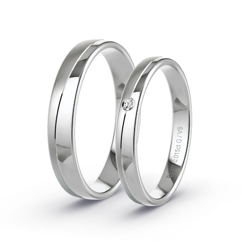 Wedding Rings Palladium - 0.015ct Diamonds - Model N°1640