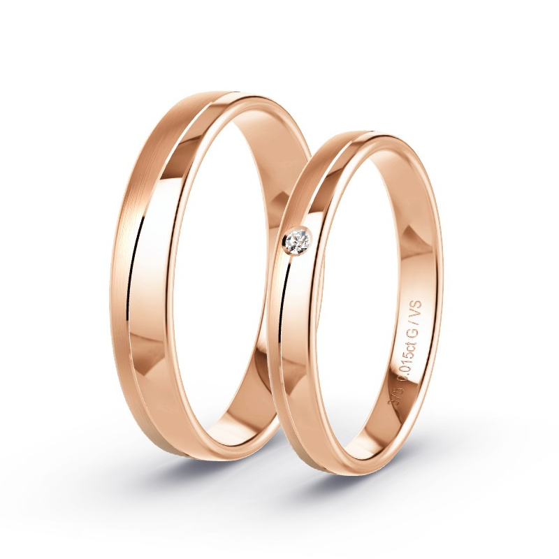 Wedding Rings Rose Gold - 0.015ct Diamonds - Model N°1640