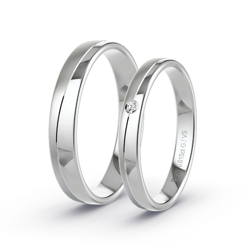 Wedding Rings Platinum content - 0.015ct Diamonds - Model N°1640