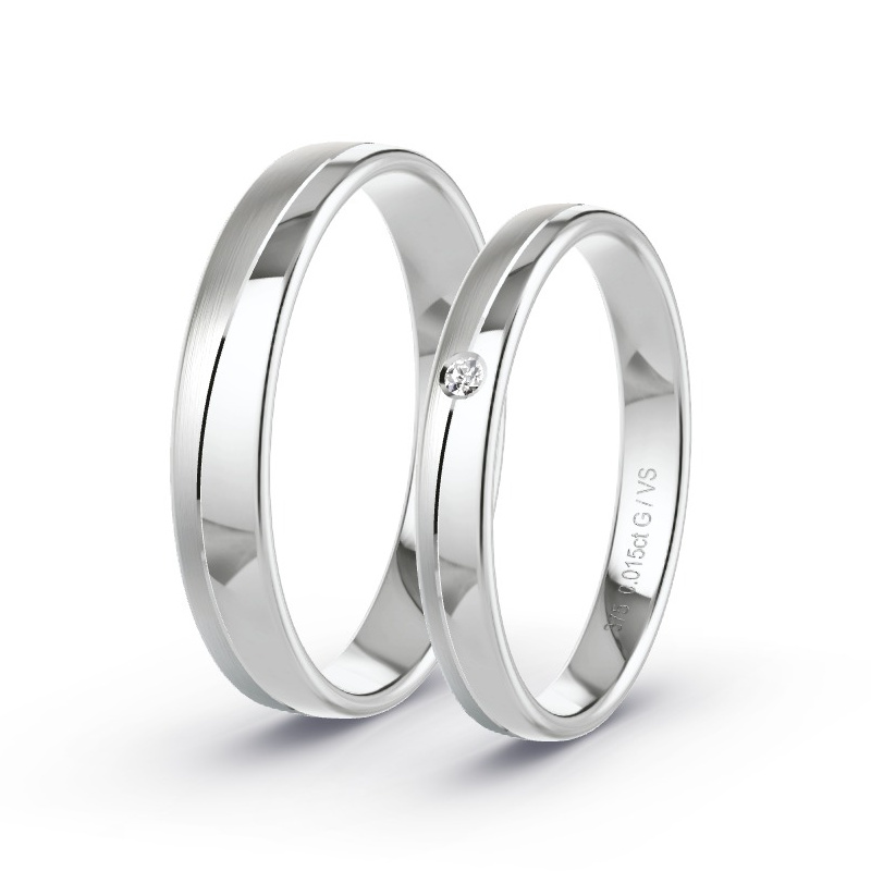 Wedding Rings White Gold - 0.015ct Diamonds - Model N°1640