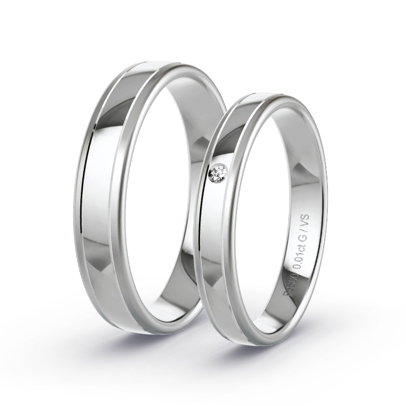 Wedding Rings Palladium - 0.01ct Diamonds - Model N°1641 Wedding Rings Palladium - 0.01ct Diamonds - Model N°1641
