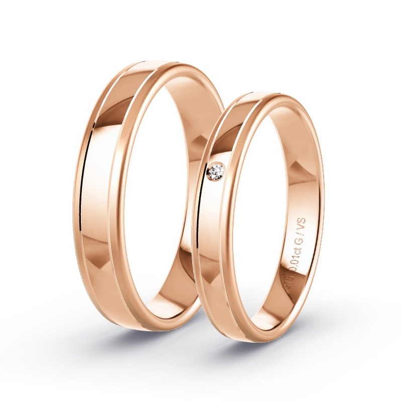 Wedding Rings Rose Gold - 0.01ct Diamonds - Model N°1641 Wedding Rings Rose Gold - 0.01ct Diamonds - Model N°1641