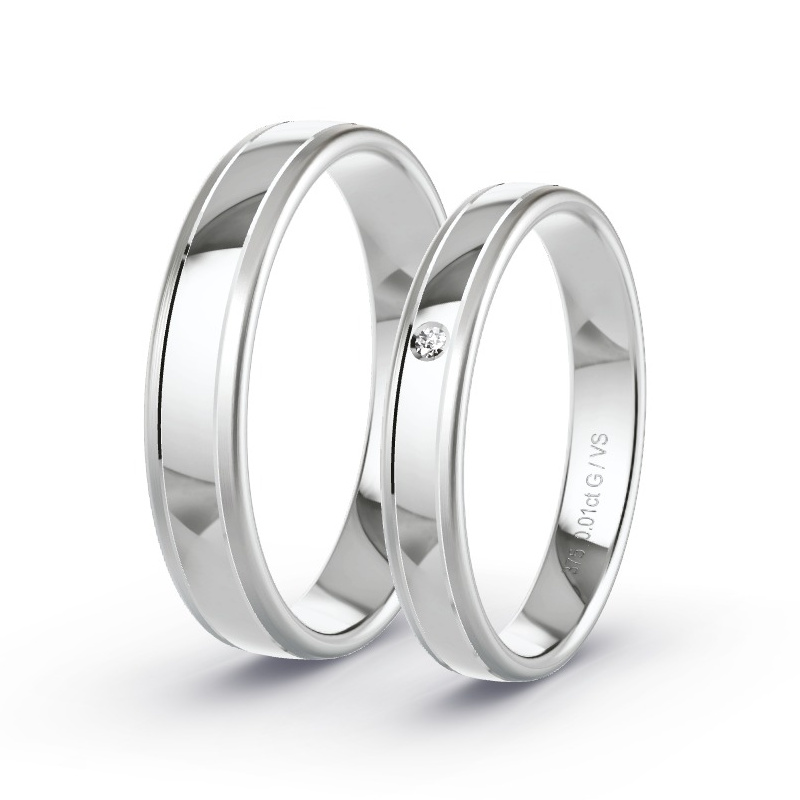 Wedding Rings White Gold - 0.01ct Diamonds - Model N°1641 Wedding Rings White Gold - 0.01ct Diamonds - Model N°1641