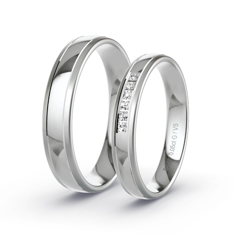 Wedding Rings Palladium - 0.06ct Diamonds - Model N°1642 Wedding Rings Palladium - 0.06ct Diamonds - Model N°1642