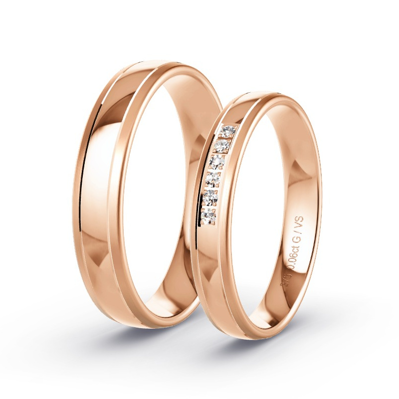 Wedding Rings Rose Gold - 0.06ct Diamonds - Model N°1642 Wedding Rings Rose Gold - 0.06ct Diamonds - Model N°1642