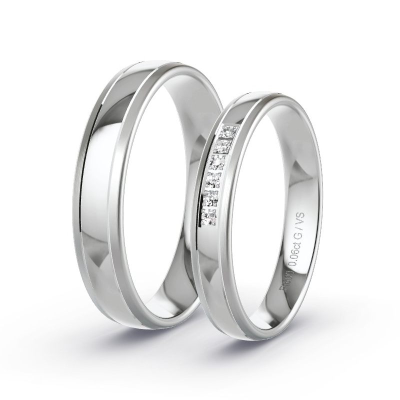 Wedding Rings Platinum content - 0.06ct Diamonds - Model N°1642 Wedding Rings Platinum content - 0.06ct Diamonds - Model N°1642