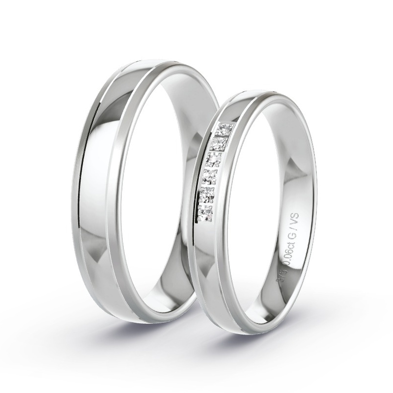 Wedding Rings White Gold - 0.06ct Diamonds - Model N°1642 Wedding Rings White Gold - 0.06ct Diamonds - Model N°1642